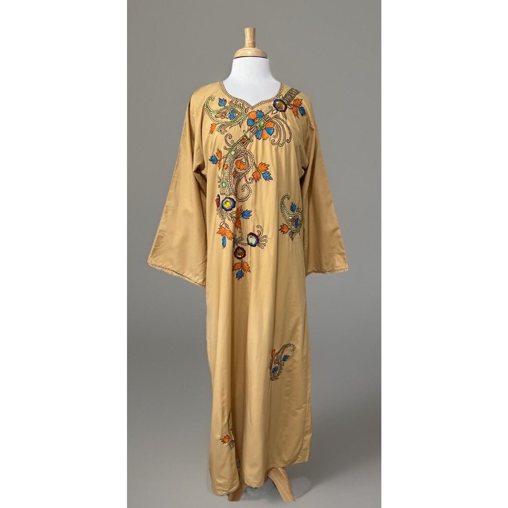 LIZ LANGE Womens Small Embroidered Jewels Indie Loungewear Kaftan Dress